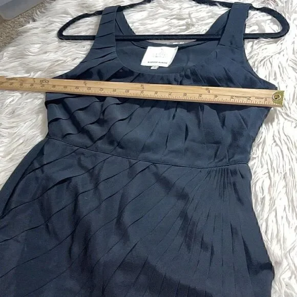 Madison Marcus Dress Womens small silk pleated Black sheath mini Preppy Formal - Picture 7 of 10